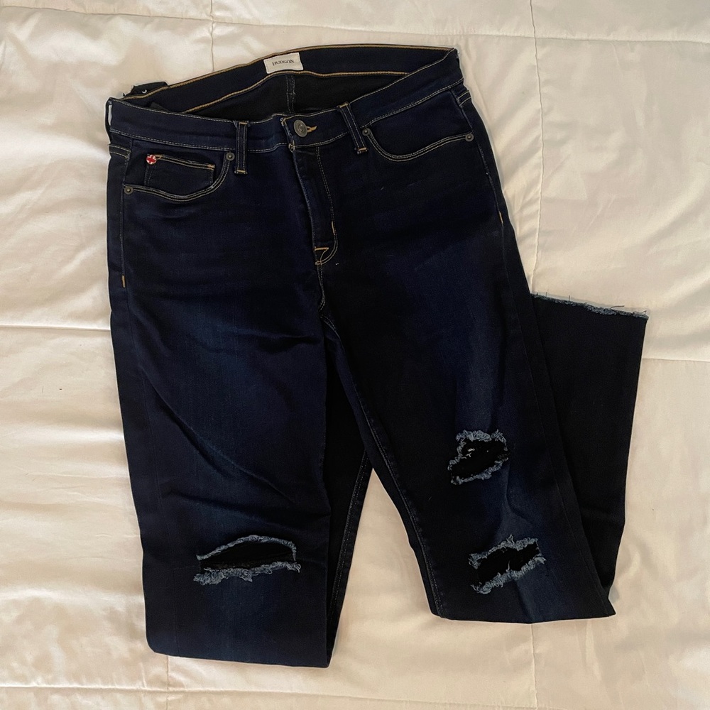 Hudson Krista Super Skinny Dark Blue Distressed Women's Jeans